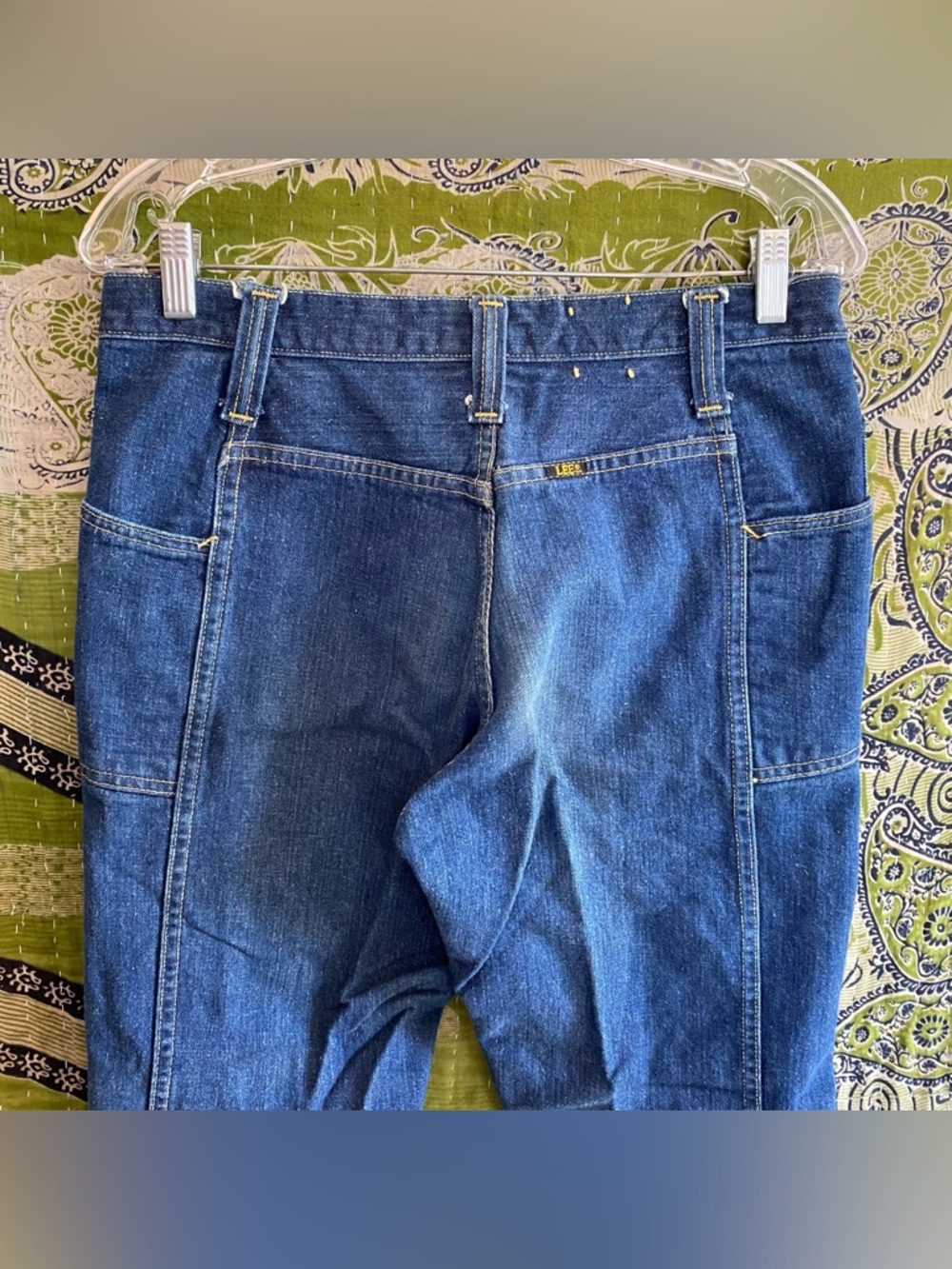 Rare Lee Leens Vintage 1970's Indigo Wash Denim Country Flared Jeans Size 30x32 - Picture 11 of 16